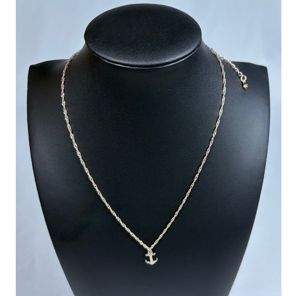 Lauren Conrad Anchor Pendant Necklace Rose Gold Tone Twisted Rope Chain LC Logo